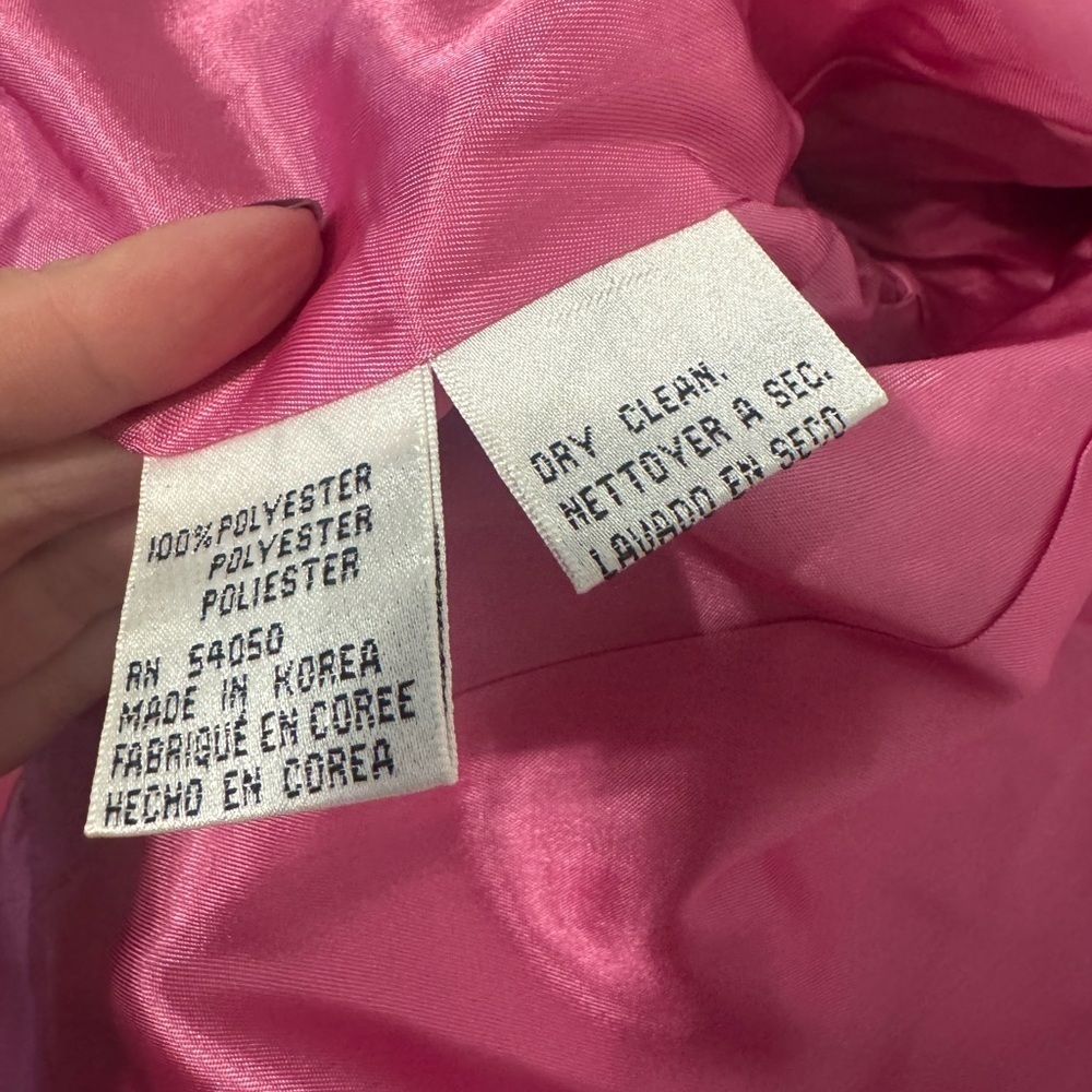 1980s Vintage Christian Dior Bubblegum Pink Satin Cinched Blazer Jacket NO SIZE - Picture 7 of 9